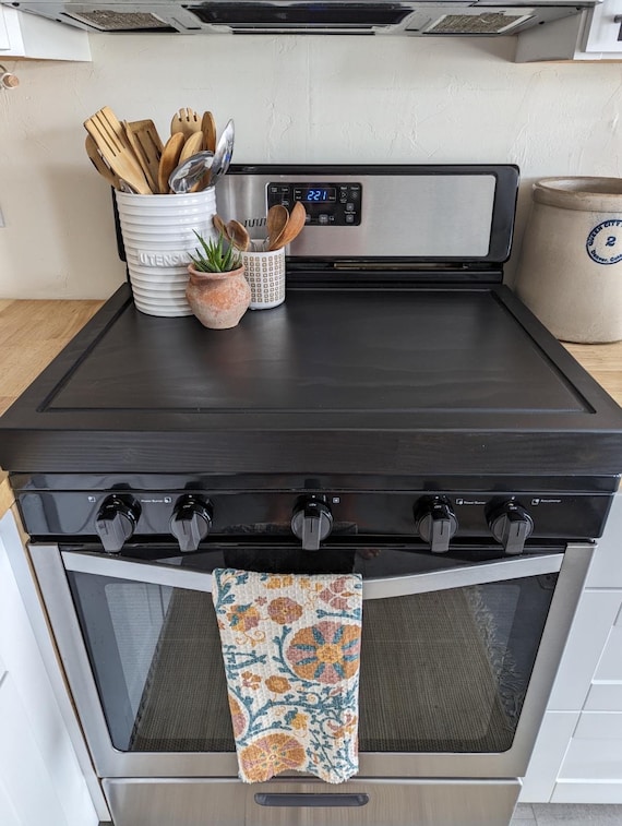 Black Stove Cover/ Gas Stove/ Electric Stove/ Solid Wood/ Stained