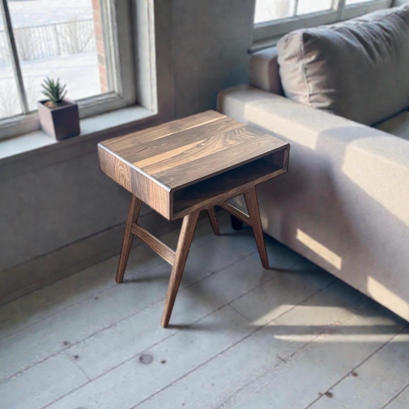 Solid Walnut Side Table Mcm - Etsy