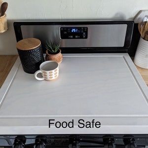 Couvercle de cuisinière pour cuisinière à gaz blanc, plateau de cuisine de ferme, couvercle de cuisinière pour cuisinière électrique, couverture de plaque de cuisson en bois faite main, planche à découper