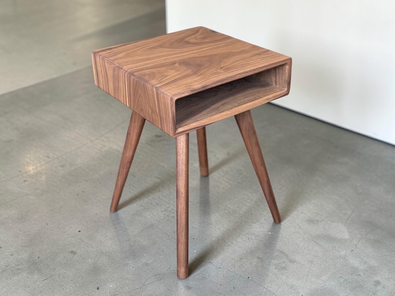 Aspen Side Table | Solid Walnut End Table | Handmade Mid Century Modern ...