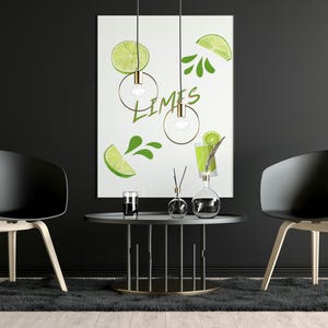 Lime Slices Art Print, Digital Art Print, Wall Art, Kitchen Decor, Kitchen Prints, Minimalist Fruit Print, Food Icon Print, Limes, Juice