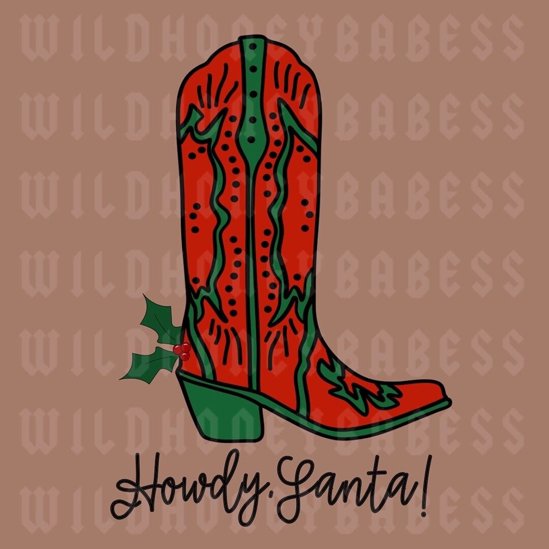 Christmas Cowboy Boot Png, Cowboy Christmas Png, Cowboy Boot Png