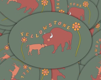 Yellowstone National Park Bison Vinyl Sticker, Laptop Decal