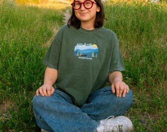 ブルーリッジ山脈コンフォートカラーTシャツ：ヴィンテージハイキングTシャツ