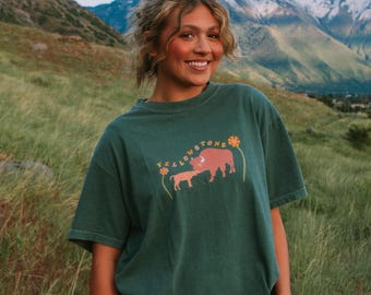 Yellowstone National Park T-Shirt: Bison Vintage Style Comfort Colors