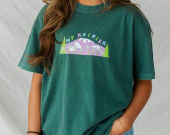 Mt Rainier National Park Unisex Comfort Colors T-Shirt, Hiking Shirt, Gift for Hikers & Granola Girls, Camping Shirt, Vintage Style