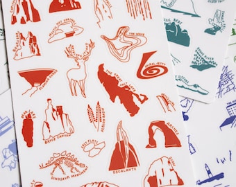 State Nature Sticker Sheets // Stickers for Journal, Waterbottles, & Scrapbooking