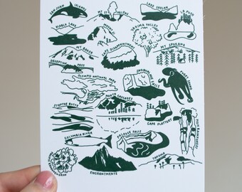Washington Nature Checklist Postcard Print Art - Single or Packs