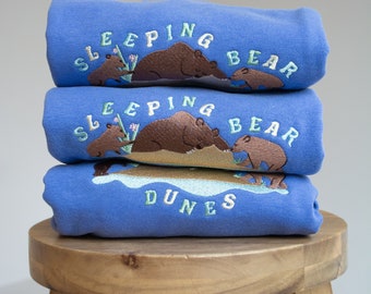 Sleeping Bear Dunes National Lakeshore Michigan Embroidered Retro Vintage Style Sweatshirt, National Park Lover Gift, Granola Girl Aesthetic