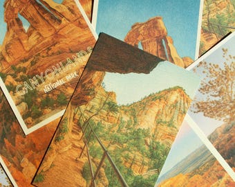 Utah National Parks Vintage Postcard: Arches, Bryce Canyon, Zion