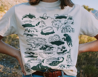 Washington Nature Checklist T-Shirt Unisex Souvenir Comfort Colors, Granola Girl Gift, Nature Lover, Washington Souvenir
