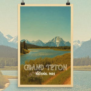 Affiche vintage mate du parc national de Grand Teton, art granola girl, amoureux des parcs nationaux, gardes forestiers du parc, affiche du parc national