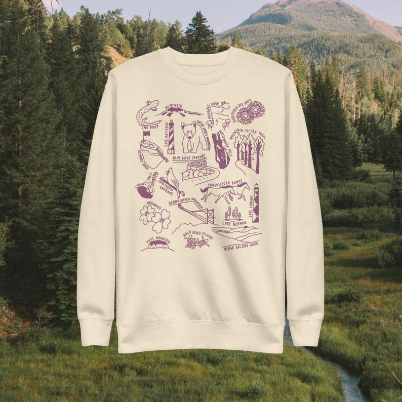 Sudadera de la naturaleza de Carolina del Norte: regalo para excursionistas, manga larga para caminatas en Carolina del Norte imagen 1