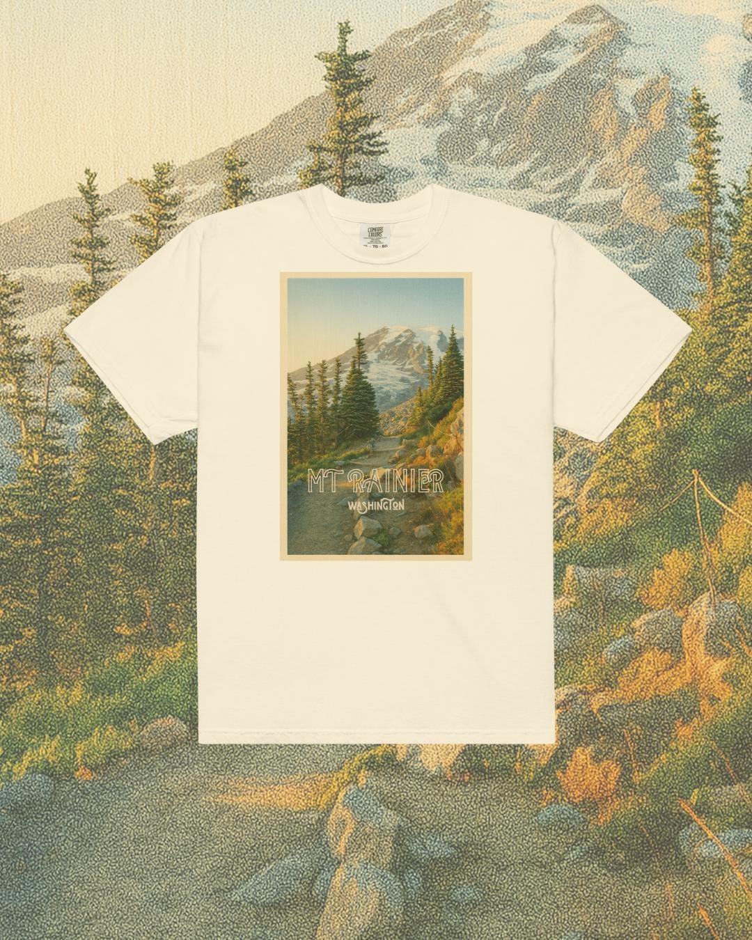 Mt Rainier National Park Vintage Postcard Unisex T-shirt, Comfort ...