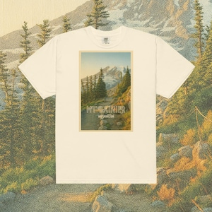 Carte postale vintage du parc national du mont Rainier, t-shirt unisexe, couleurs confortables, fille granola, Washington Park Ranger, Skyline Trail Tahoma