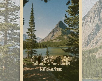 Glacier National Park Vintage Postcard Art Print | Montana Travel ...