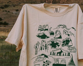 Colorado Nature Checklist Souvenir T-Shirt Unisex Comfort Colors, Granola Girl Gift, Nature Lover, National Parks, Hiker Shirt