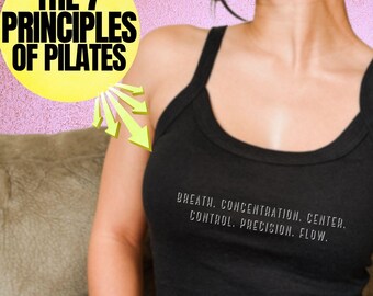 Cute Pilates Tank Top, 7 Pilates Principles Workout Apparel, Gift for Pilates Instructor, Christmas present for a Pilates princess