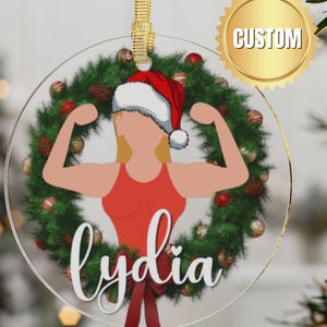 Custom Female Weight Lifter Ornament, Personalized Weightlifting Tree Decor, Gift for gym girl or gym Lover, Personal Trainer, Gymgirly gift