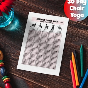 Chair Yoga for Seniors, 30 Day Challenge, How to Guide Chair Workout, Pose Guide, Benefits of Chair Yoga, Digital Download Product Printable