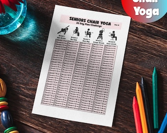 Chair Yoga for Seniors, 30 Day Challenge, How to Guide Chair Workout, Pose Guide, Benefits of Chair Yoga, Digital Download Product Printable