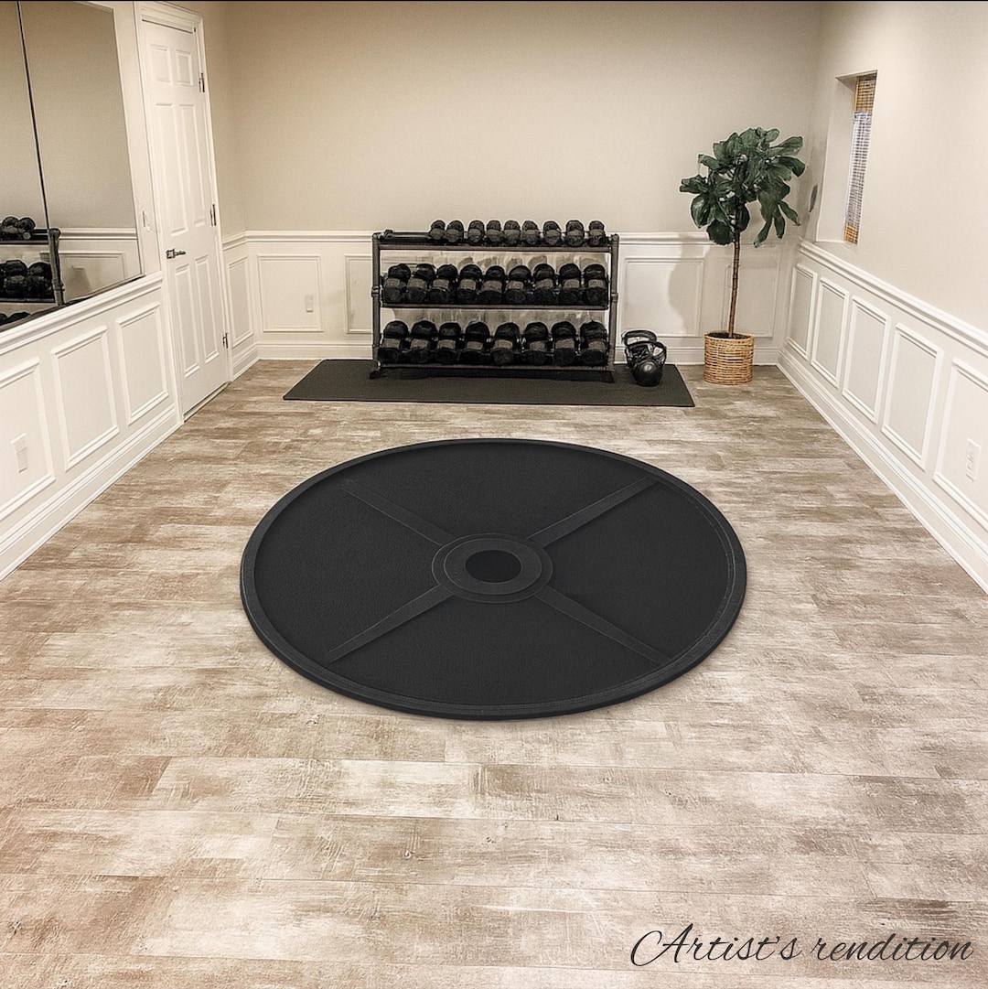 Exercise Area Rugs Round Gym Rug Floor Mat – Home Gym & Garage Gym Decor, Custom Weight ...