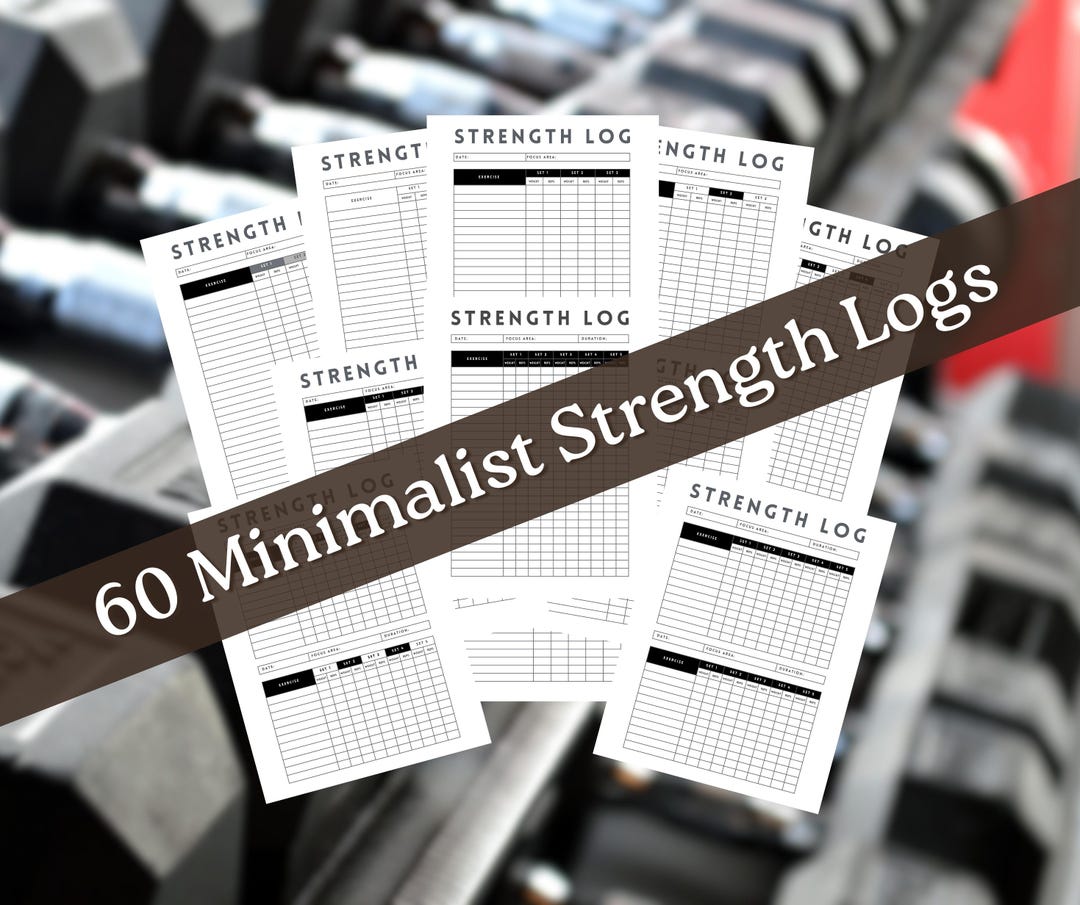 60 Minimalist Strength Training Logs. Printable Workout Planner for Weight Lifting. Blank ...