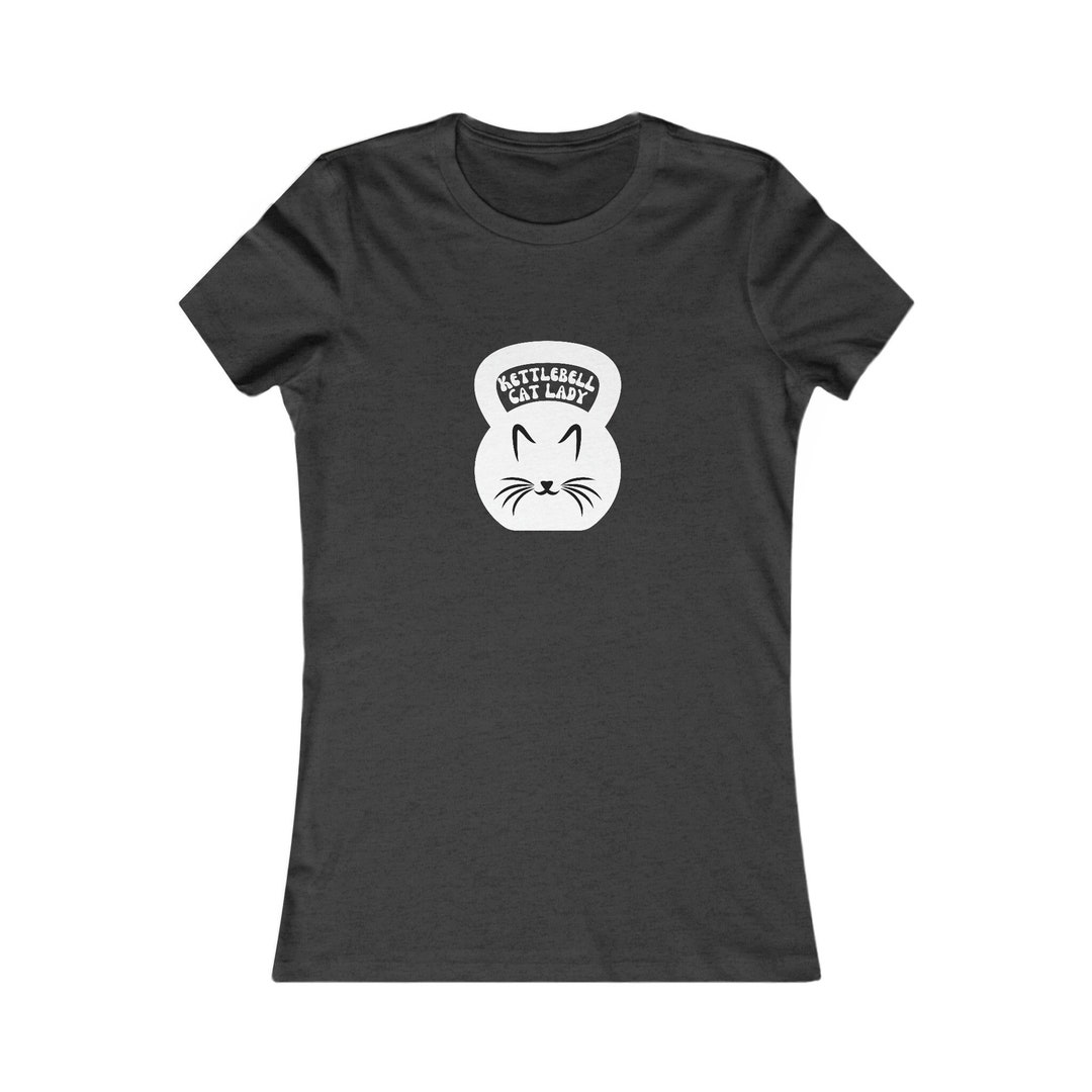 Cat & Gym Lover Tshirt Kettlebell Cat Lady Womens Exercise Outfit