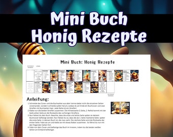 Miniatur Buch Honig Rezepte, Deko und Zubehör für den Wichtel, die Wichteltür oder das Puppenhaus als PDF Datei zum Download