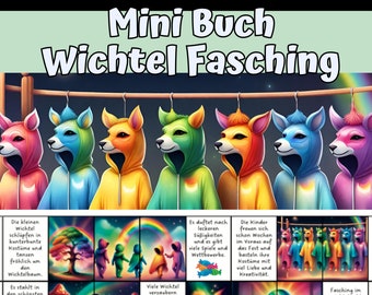 Miniatur Buch Wichtel Fasching, Karneval,  Deko und Zubehör für den Wichtel, die Wichteltür als PDF Datei zum Download