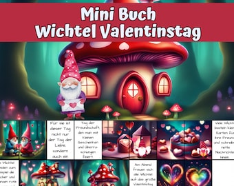 Miniatur Buch Wichtel Valentienstag,  Deko und Zubehör für den Wichtel, die Wichteltür als PDF Datei zum Download