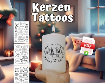 Candle Tattoos Christmas Lettering, Christmas, lettering, 3 pages as PDF and PNG file for private and commercial purposes