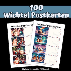 100 cartes postales gnomes à imprimer soi-même, fichier PDF, gnomes toute l'année, printemps, été, automne, hiver, pour lettres gnomes