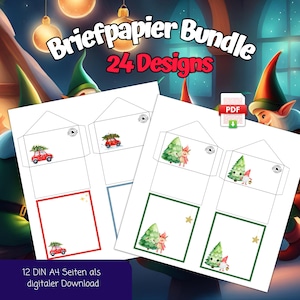 Set de papelería Wichtel para imprimir, 24 plantillas diferentes para tu calendario de Adviento Wichteltür en formato PDF