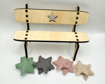 Miniature bench with 2 cushions star motif