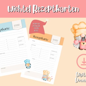 Wichtel recipe card template to print and fill in large and small
