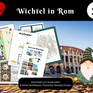 Tour du monde Gnome - Gnome à Rome / Italie - Télécharger pour la porte Gnome à imprimer