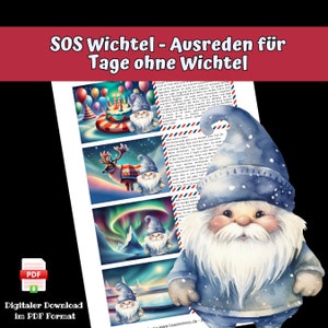 20 cartões postais de gnomos prescritos, desculpas SOS, download digital em formato PDF para a porta do gnomo, gnomo masculino