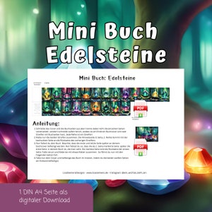 Miniature picture book for the gnome and the gnome door, Gems in the Gnome Forest, template for printing, PDF