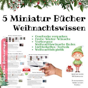 Miniature Book Set (5 pieces) Christmas knowledge for gnomes and the gnome door DIY as a digital download