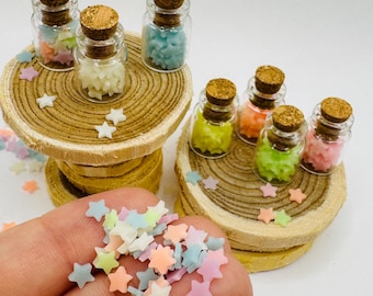 Nachtleuchtende Sterne im Glas, Wichtelzubehör für das Wichtel Zauberlabor, Deko Miniatur glow in the dark