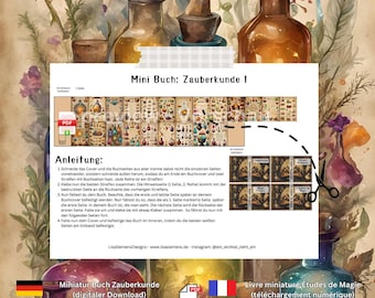 Miniatur Buch Zauberkunde, Zauberbuch für Wichtel, Elfen, Puppenhaus als digitaler Download