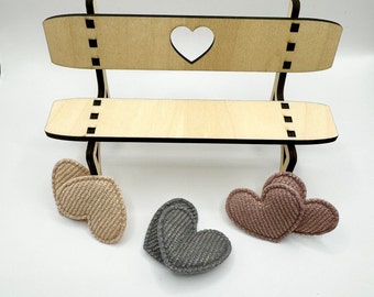 Miniature bench with 2 cushions heart motif