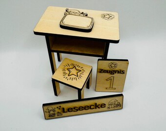 Deko für die Wichtel Schule, Miniatur Einschulung, Schulstart Deko gemäß Produktauswahl