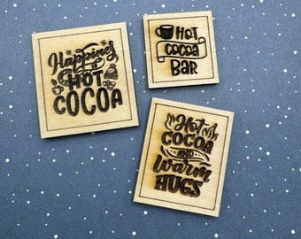 3-piece picture set for gnomes, gnome door, dollhouse or mouse house with lettering, cocoa, hot chocolate