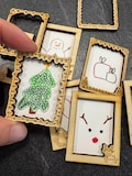 Miniature picture frames for elf doors, elves, gnomes or mice, elf accessories, printable template with elf letter & painting tasks