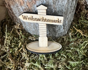 Miniature signpost, information sign for the gnome Christmas market or the dollhouse