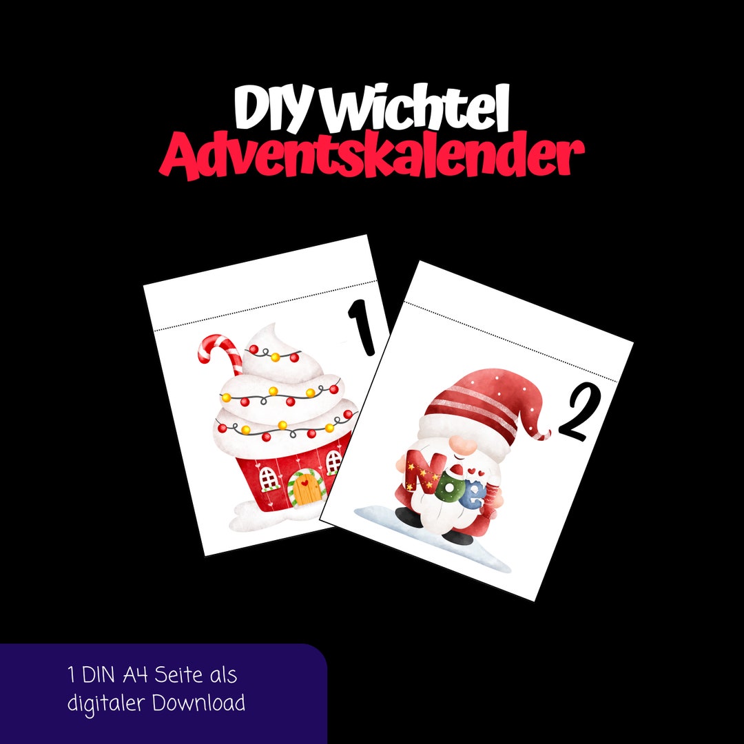 Gnome advent calendar in mini format to print out yourself etsy