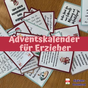 Calendário do Advento para educadores, obrigado, 24 letras minúsculas com pequenos agradecimentos como ideia de presente de última hora para você fazer, PDF