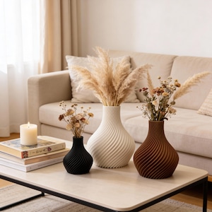 Wazon Bulba drukowany w 3D – nowoczesny, skandynawski, minimalistyczny wazon na kwiaty | Dekoracja wazonu 3D do salonu i stołu